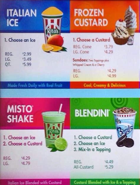 rita's italian ice menu|rita's menu near me.